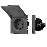 Механизм розетки влагозащищённый SCT-NOBE-MCP-SFPL-GR (230V, 16A) (Arlight, Серый базальт)