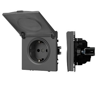 Механизм розетки влагозащищённый SCT-NOBE-MCP-SFPL-GR (230V, 16A) (Arlight, Серый базальт)