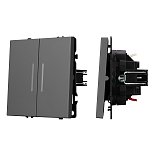 Механизм выключателя двухклавишный проходной LED SWT-NOBE-MKP2-SFPL-L-GR (230V, 10A) (Arlight, Серый базальт)