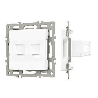 Механизм компьютерной розетки двойной SCT-MPC2-PL-WH (RJ-45, CAT6) (Arlight, -)