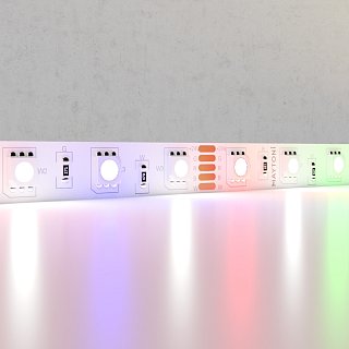 Светодиодная лента 24В 5050 14,4Вт/м Цветная (RGB) + 6000K 5м IP20