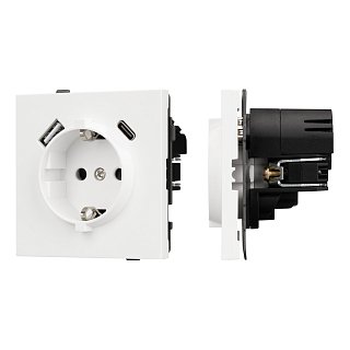 Механизм розетки с USB зарядкой SCT-TENDO-MUAC-SFPL-WH (230V, 16A) (Arlight, Матовый белый)