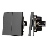 Механизм выключателя двухклавишный непроходной SWT-TENDO-MK02-SFPL-GR (230V, 10A) (Arlight, Матовый графитовый)