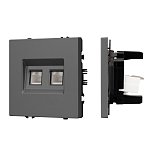 Механизм сдвоенной компьютерной розетки SCT-NOBE-MPC2-SFPL-GR (RJ-45, CAT6) (Arlight, Серый базальт)