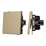 Механизм выключателя одноклавишный непроходной SWT-TENDO-MK01-SFPL-GD (230V, 10A) (Arlight, Матовый песочный)