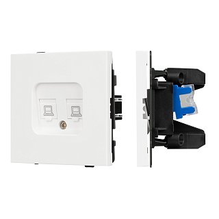Механизм компьютерной розетки двойной SCT-TENDO-MPC2-SFPL-WH (RJ-45, CAT6) (Arlight, Матовый белый)