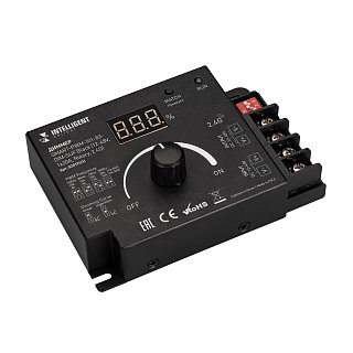 INTELLIGENT ARLIGHT Диммер SMART-PWM-101-83-DIM-SUF Black (12-48V, 1x20A, Rotary, 2.4G) (IARL, IP20 Металл, 5 лет)