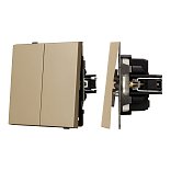 Механизм выключателя двухклавишный непроходной SWT-TENDO-MK02-SFPL-GD (230V, 10A) (Arlight, Матовый песочный)