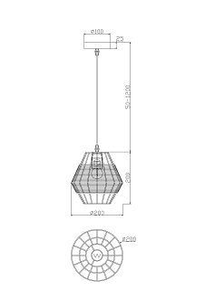 Подвесной светильник FR5335PL-01B1 Форма / Shape E27x1