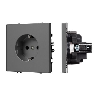 Механизм электрической розетки SCT-NOBE-MEU1-SFPL-GR (230V, 16A) (Arlight, Серый базальт)