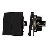 Механизм выключателя двухклавишный непроходной SWT-TENDO-MK02-SFPL-BK (230V, 10A) (Arlight, Матовый черный)