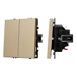 Механизм выключателя двухклавишный непроходной LED SWT-NOBE-MK02-SFPL-L-GD (230V, 10A) (Arlight, Золотой песок)