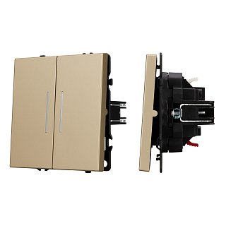 Механизм выключателя двухклавишный непроходной LED SWT-NOBE-MK02-SFPL-L-GD (230V, 10A) (Arlight, Золотой песок)