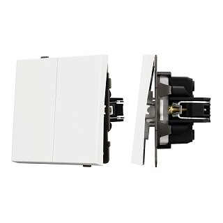 Механизм выключателя двухклавишный проходной SWT-TENDO-MKP2-SFPL-WH (230V, 10A) (Arlight, Матовый белый)