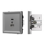 Механизм USB розетки SCT-TENDO-MUAC-PL-GR (5V, 3A, QC3) (Arlight, Графитовый)