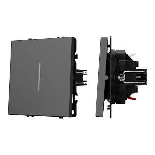 Механизм выключателя одноклавишный непроходной LED SWT-NOBE-MK01-SFPL-L-GR (230V, 10A) (Arlight, Серый базальт)