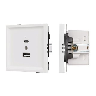 Механизм USB розетки SCT-TENDO-MUAC-PL-WH (5V, 3A, QC3) (Arlight, Белый)