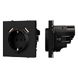 Механизм розетки с USB зарядкой SCT-NOBE-MUAA-SFPL-BK (230V, 16A) (Arlight, Черный оникс)