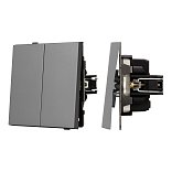 Механизм выключателя двухклавишный непроходной SWT-TENDO-MK02-PL-GR (230V, 10A) (Arlight, Графитовый)