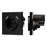Механизм розетки с USB зарядкой SCT-TENDO-MUAA-PL-BK (230V, 16A) (Arlight, Черный)