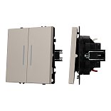 Механизм выключателя двухклавишный проходной LED SWT-NOBE-MKP2-SFPL-L-CA (230V, 10A) (Arlight, Кашемир)