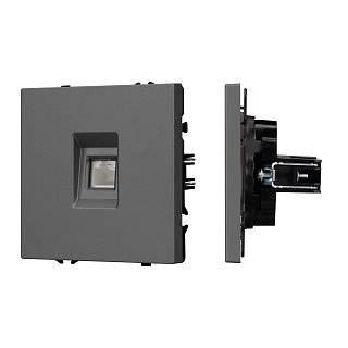 Механизм телефонной розетки SCT-NOBE-MTL1-SFPL-GR (RJ-11, 4C) (Arlight, Серый базальт)