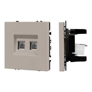Механизм сдвоенной компьютерной розетки SCT-NOBE-MPC2-SFPL-CA (RJ-45, CAT6) (Arlight, Кашемир)