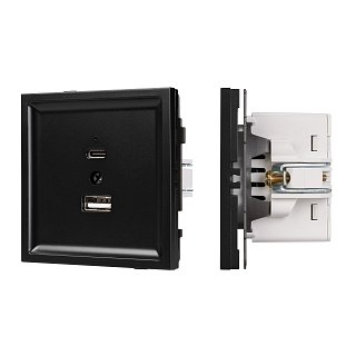 Механизм USB розетки SCT-TENDO-MUAC-PL-BK (5V, 3A, QC3) (Arlight, Черный)