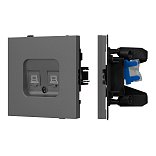 Механизм компьютерной розетки двойной SCT-TENDO-MPC2-SFPL-GR (RJ-45, CAT6) (Arlight, Матовый графитовый)