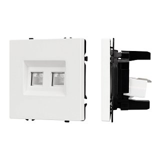 Механизм сдвоенной компьютерной розетки SCT-NOBE-MPC2-SFPL-WH (RJ-45, CAT6) (Arlight, Белый кварц)