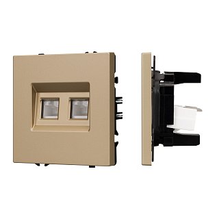 Механизм сдвоенной компьютерной розетки SCT-NOBE-MPC2-SFPL-GD (RJ-45, CAT6) (Arlight, Золотой песок)