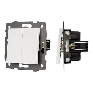 Механизм выключателя двухклавишный непроходной SWT-MK02-PL-WH-V (250V, 10A) (Arlight, -)