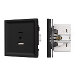 Механизм USB розетки SCT-TENDO-MUAC-SFPL-BK (5V, 3A, QC3) (Arlight, Матовый черный)