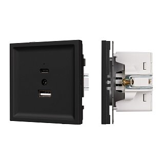 Механизм USB розетки SCT-TENDO-MUAC-SFPL-BK (5V, 3A, QC3) (Arlight, Матовый черный)
