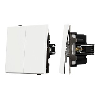 Механизм выключателя двухклавишный непроходной SWT-TENDO-MK02-SFPL-WH (230V, 10A) (Arlight, Матовый белый)