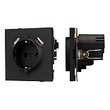 Механизм розетки с USB зарядкой SCT-TENDO-MUAA-SFPL-BK (230V, 16A) (Arlight, Матовый черный)