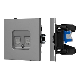 Механизм компьютерной розетки двойной SCT-TENDO-MPC2-PL-GR (RJ-45, CAT6) (Arlight, Графитовый)