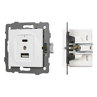 Механизм USB розетки SCT-MUAC-PL-WH-V (5V, 3A, QC4) (Arlight, -)