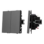 Механизм выключателя двухклавишный непроходной SWT-NOBE-MK02-SFPL-GR (230V, 10A) (Arlight, Серый базальт)