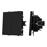 Механизм выключателя двухклавишный проходной SWT-NOBE-MKP2-SFPL-BK (230V, 10A) (Arlight, Черный оникс)