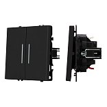 Механизм выключателя двухклавишный непроходной LED SWT-NOBE-MK02-SFPL-L-BK (230V, 10A) (Arlight, Черный оникс)