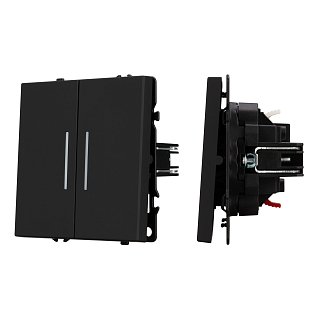 Механизм выключателя двухклавишный непроходной LED SWT-NOBE-MK02-SFPL-L-BK (230V, 10A) (Arlight, Черный оникс)
