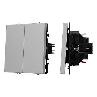 Механизм выключателя двухклавишный проходной SWT-NOBE-MKP2-SFPL-IS (230V, 10A) (Arlight, Никель)