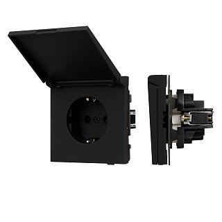 Механизм розетки влагозащищённый SCT-TENDO-MCP-SFPL-BK (230V, 16A) (Arlight, Матовый черный)