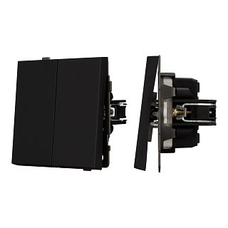 Механизм выключателя двухклавишный проходной SWT-TENDO-MKP2-SFPL-BK (230V, 10A) (Arlight, Матовый черный)