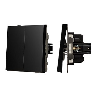 Механизм выключателя двухклавишный непроходной SWT-TENDO-MK02-PL-BK (230V, 10A) (Arlight, Черный)