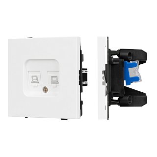 Механизм компьютерной розетки двойной SCT-TENDO-MPC2-PL-WH (RJ-45, CAT6) (Arlight, Белый)