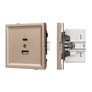 Механизм USB розетки SCT-TENDO-MUAC-PL-GD (5V, 3A, QC3) (Arlight, Песочный)