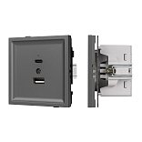 Механизм USB розетки SCT-TENDO-MUAC-SFPL-GR (5V, 3A, QC3) (Arlight, Матовый графитовый)