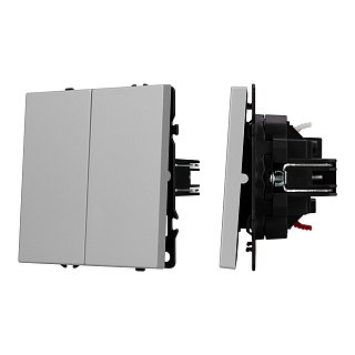 Механизм звонкового выключателя двухклавишный SWT-NOBE-MKR2-SFPL-IS (230V, 10A) (Arlight, Никель)